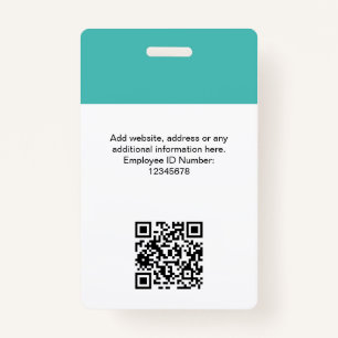 Tarjeta De Identificación Foto de empleado personalizado, código Qr, logotip