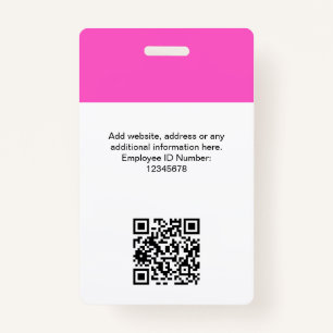 Tarjeta De Identificación Foto de empleado personalizado, código Qr, logotip