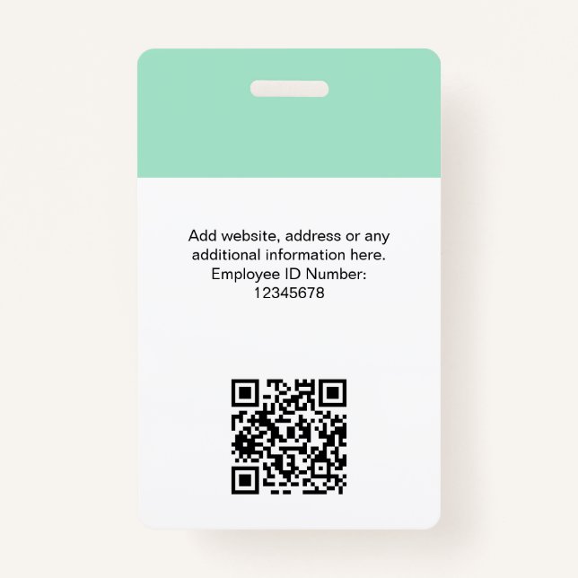 Tarjeta De Identificación Foto de empleado personalizado, código Qr, logotip (Reverso)