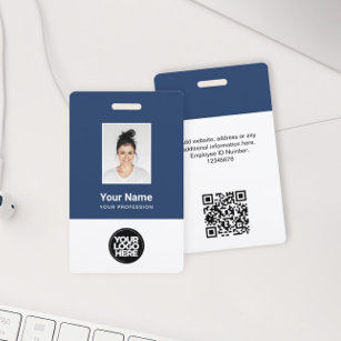 Tarjeta De Identificación Foto de empleado personalizado, código Qr, logotip