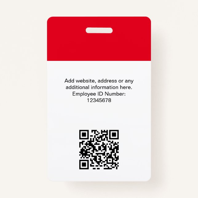 Tarjeta De Identificación Foto de empleado personalizado, código Qr, logotip (Reverso)