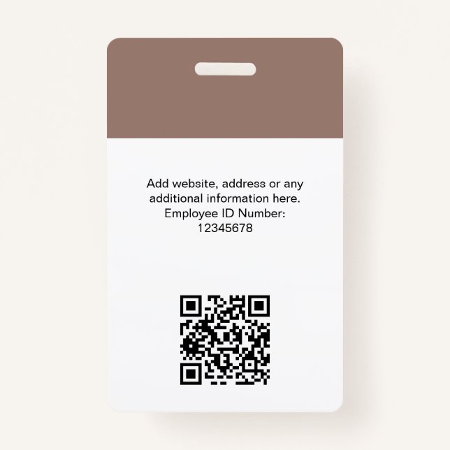 Tarjeta De Identificación Foto de empleado personalizado, código Qr, logotip (Reverso)