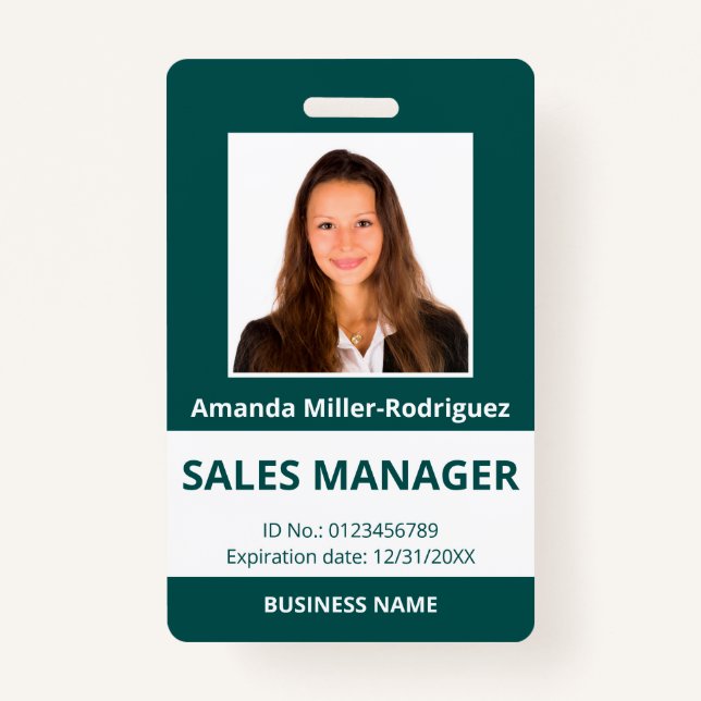 Tarjeta De Identificación Foto de empleado personalizado con identificación  (Anverso)