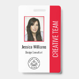 Tarjeta De Identificación Foto de Empleado Rojo con el logotipo básico de la