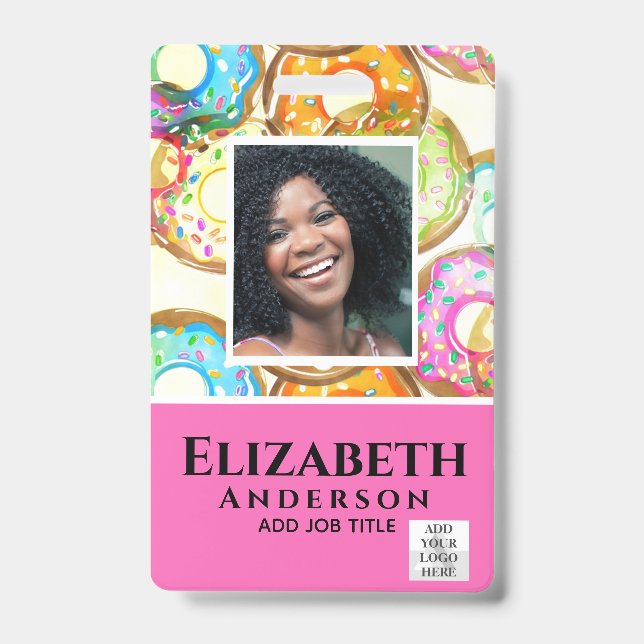 Tarjeta De Identificación FOTO DE EMPLEADOS BADGE QR Código código de barras (Parte frontal)