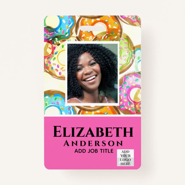 Tarjeta De Identificación FOTO DE EMPLEADOS BADGE QR Código código de barras (Anverso)