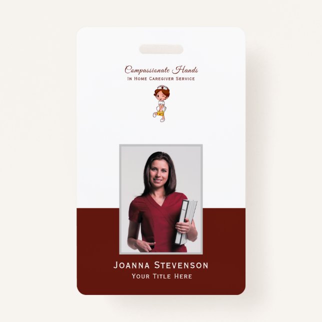 Tarjeta De Identificación Foto de enfermero de cuidado de salud en el hogar (Anverso)