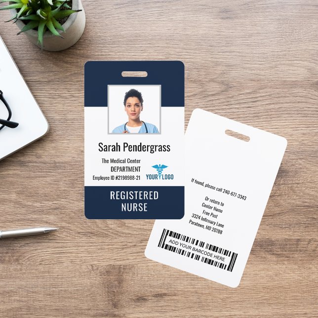 Tarjeta De Identificación Foto de enfermero del Centro Médico Moderno (Modern Medical Center Nurse Photo ID Badge)