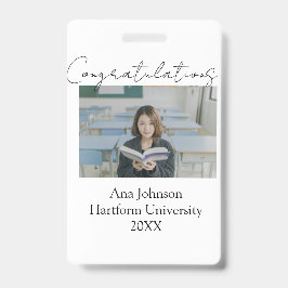Tarjeta De Identificación Foto de felicitaciones graduado nombre universidad