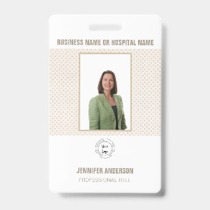 Tarjeta De Identificación Foto de hospital o empresa con código de barras Ta