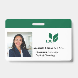 Tarjeta De Identificación Foto de ID de empleado verde nombre