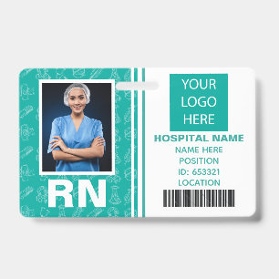 Tarjeta De Identificación Foto de ID de Enfermera Registrada Médica