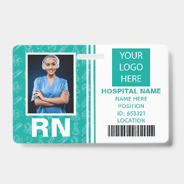 Tarjeta De Identificación Foto de ID de Enfermera Registrada Médica