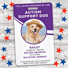 Tarjeta De Identificación Foto de ID de Perro de Servicio Personalizado Apoy