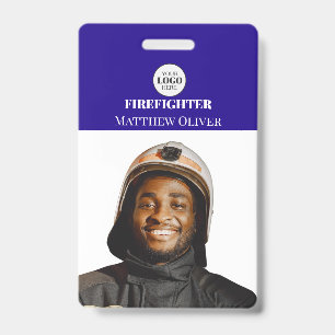 Tarjeta De Identificación Foto de identificación de bombero Logotipo simple