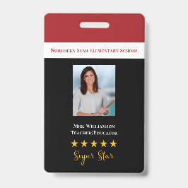 Tarjeta De Identificación Foto de identificación de maestro de escuela Super