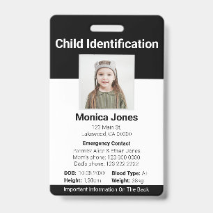 Tarjeta De Identificación Foto de identificación de niño negro