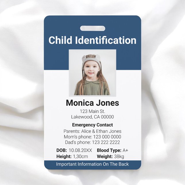Tarjeta De Identificación Foto de identificación de niños de la marina azul (Subido por el creador)