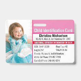 Tarjeta De Identificación Foto de identificación del niño Identificación de 