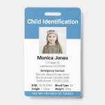 Tarjeta De Identificación Foto de identificación infantil azul<br><div class="desc">ID de niño.</div>