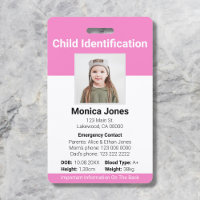 Foto de identificación infantil suave rosa