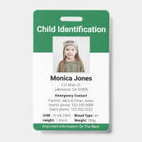 Foto de identificación infantil verde
