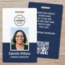Foto de identificación moderna de empleado con cód