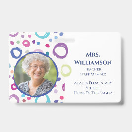 Tarjeta De Identificación Foto de identificación moderna del personal docent