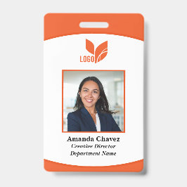 Tarjeta De Identificación Foto de logo naranja Código de barras Empleado 