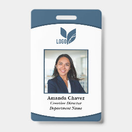 Tarjeta De Identificación Foto de logotipo azul código de barras empleado