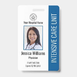Tarjeta De Identificación Foto de logotipo de empresa moderna azul de identi