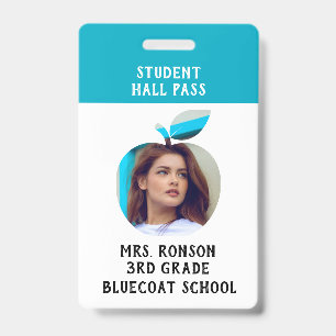 Tarjeta De Identificación Foto de maestro Manzana escolar o pase de estudian