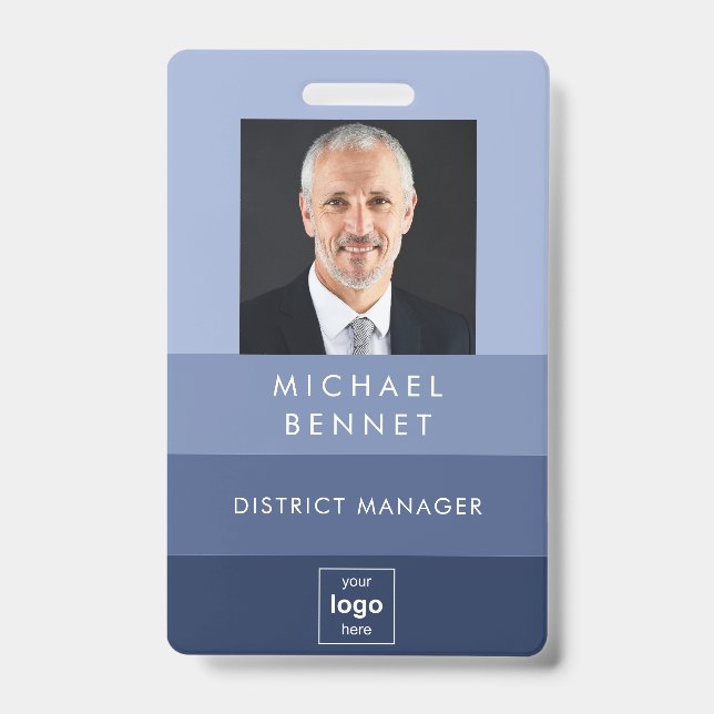 Tarjeta De Identificación Foto de Modern Blue Company ID (Anverso)