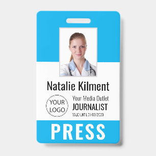Tarjeta De Identificación Foto de pasaporte de prensa de periodista con nomb