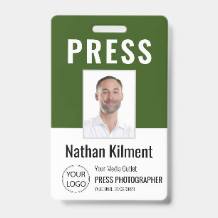 Tarjeta De Identificación Foto de pasaporte de prensa de periodista nombre l