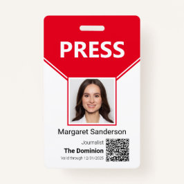 Tarjeta De Identificación Foto de pase de prensa y carnet de identificación