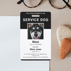 Tarjeta De Identificación Foto de perro de servicio negro