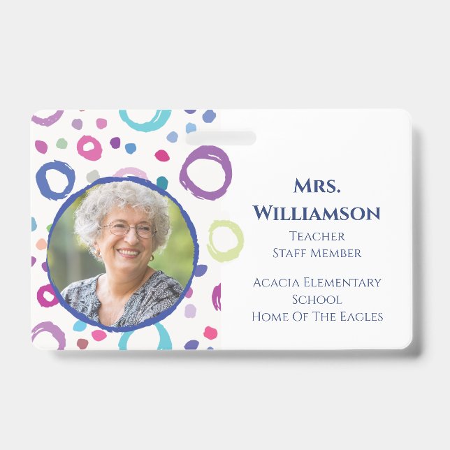 Tarjeta De Identificación Foto de personal docente moderno (Parte frontal)