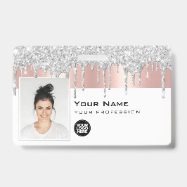 Tarjeta De Identificación Foto de Personalizado Glam, Código de barras, logo