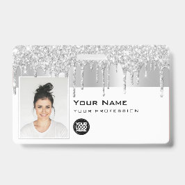 Tarjeta De Identificación Foto de Personalizado Glam, Código de barras, logo