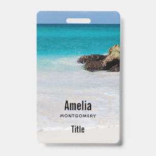 Tarjeta De Identificación Foto de playa de arena en el océano Azure