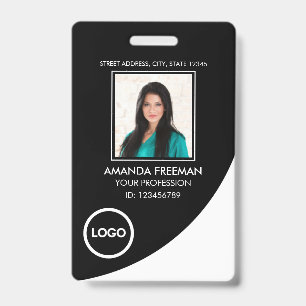 Tarjeta De Identificación Foto de profesional sanitario moderna en blanco y 