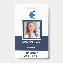Tarjeta De Identificación Foto de seguridad azul marino ID Asistente médico