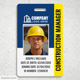 Tarjeta De Identificación Foto de seguridad de construcción ID Logo Código Q