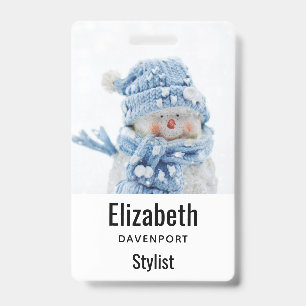 Tarjeta De Identificación Foto de un muñeco de nieve en invierno - Navidades