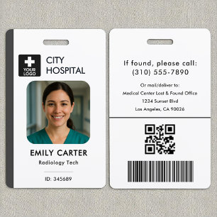 Tarjeta De Identificación Foto de un técnico de logotipo médico Enfermera Gr