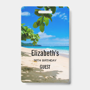 Tarjeta De Identificación Foto de una hermosa playa tropical soleada para in
