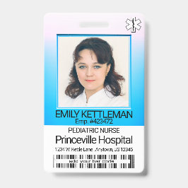 Tarjeta De Identificación Foto del Campo Médico - Enfermera - Azul / Rosa