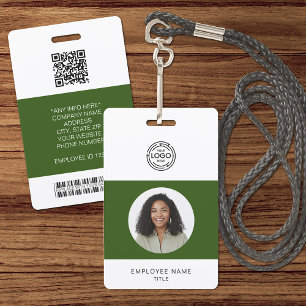 Tarjeta De Identificación Foto del empleado, logotipo, código de barras, ID 