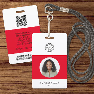 Tarjeta De Identificación Foto del empleado, logotipo, código de barras, ID